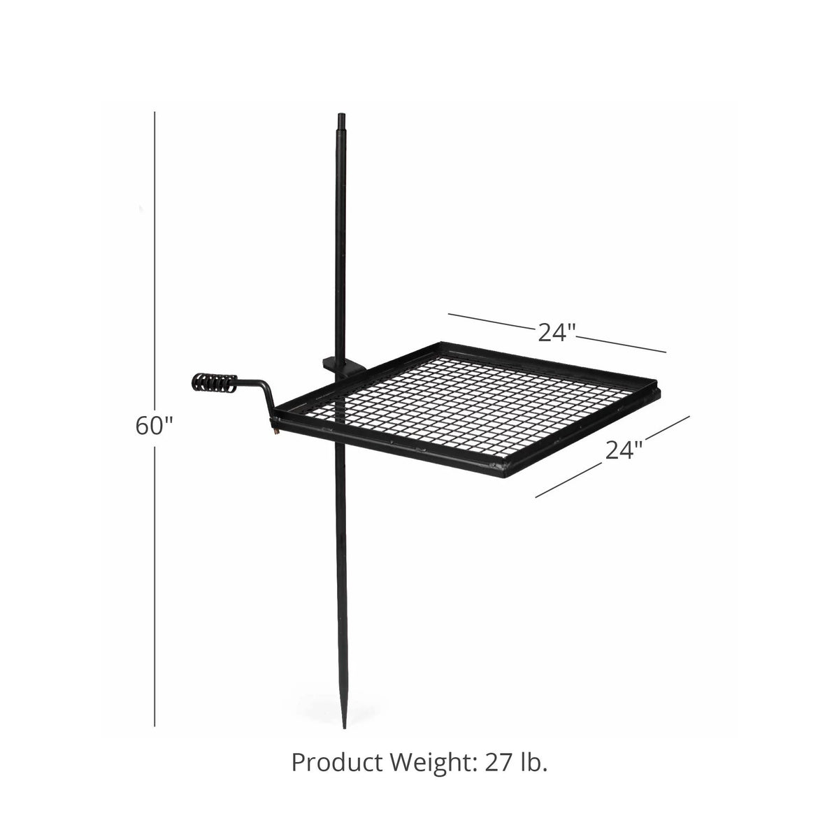 Adjustable Swivel Grill with Steel Mesh Wire Cooking Grate and Spike Pole W69953