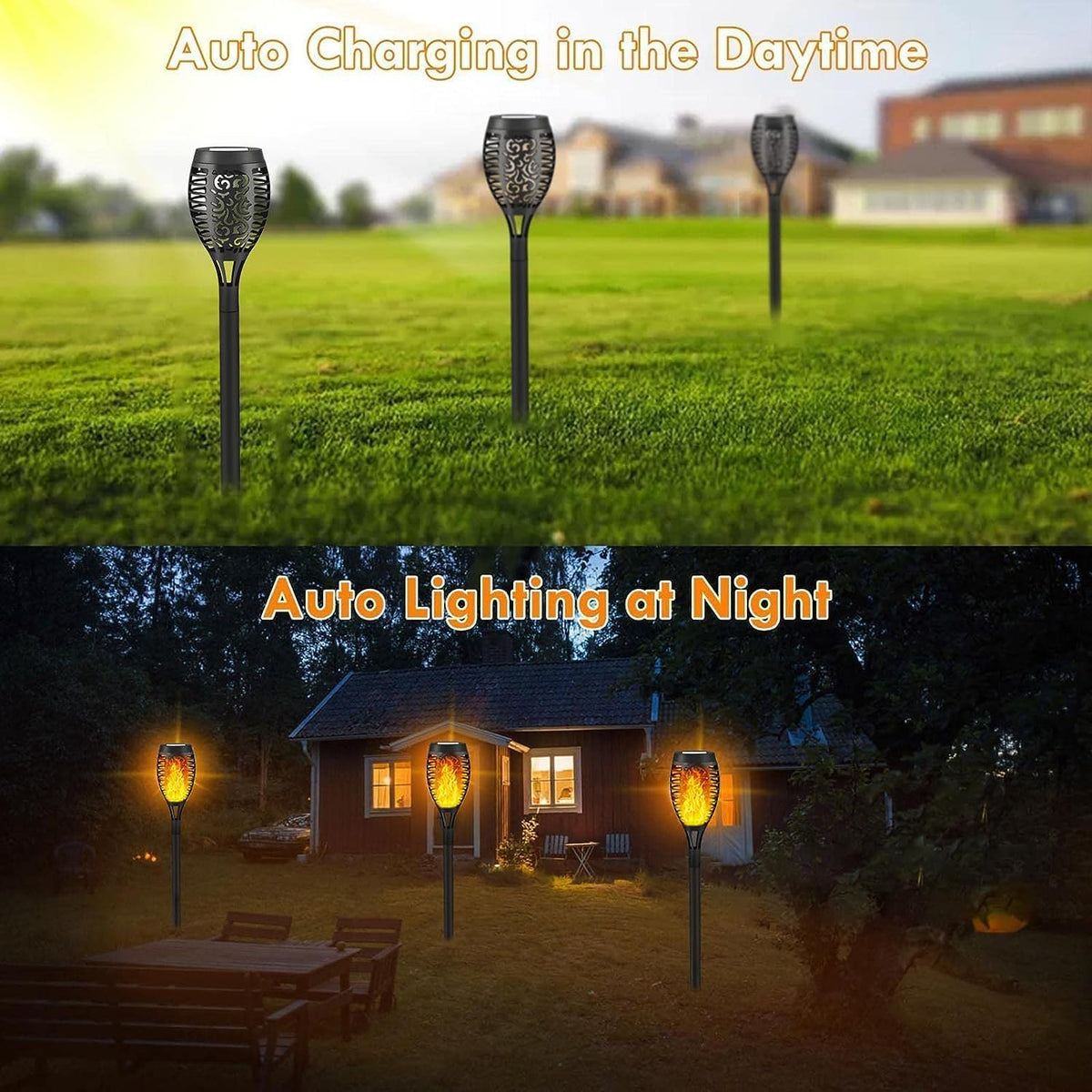 8 Pack Solar Outdoor Lights with Flickering Flame L516