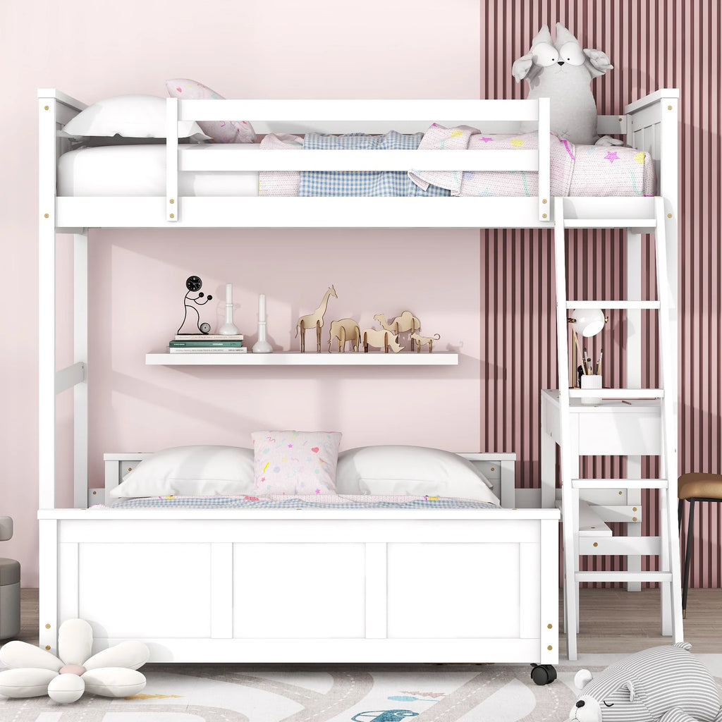 Twin Over Full Bunk Bed with Desk and Storage Drawers Q892165