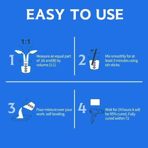 Epoxy Resin Kit, 1 Gallon/128OZ Crystal Clear Self Leveling Y276471