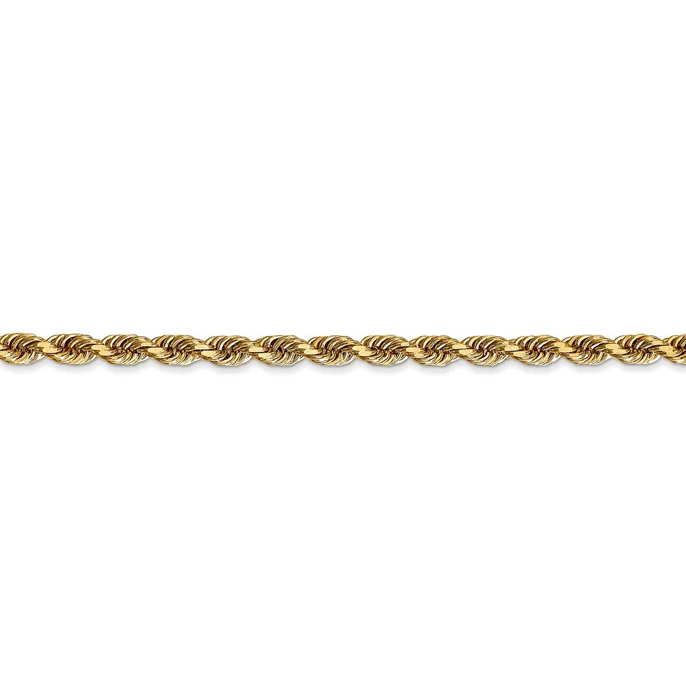 14kt Yellow Gold Diamond Cut Rope Chain 24 inch Lobster Clasp J1177
