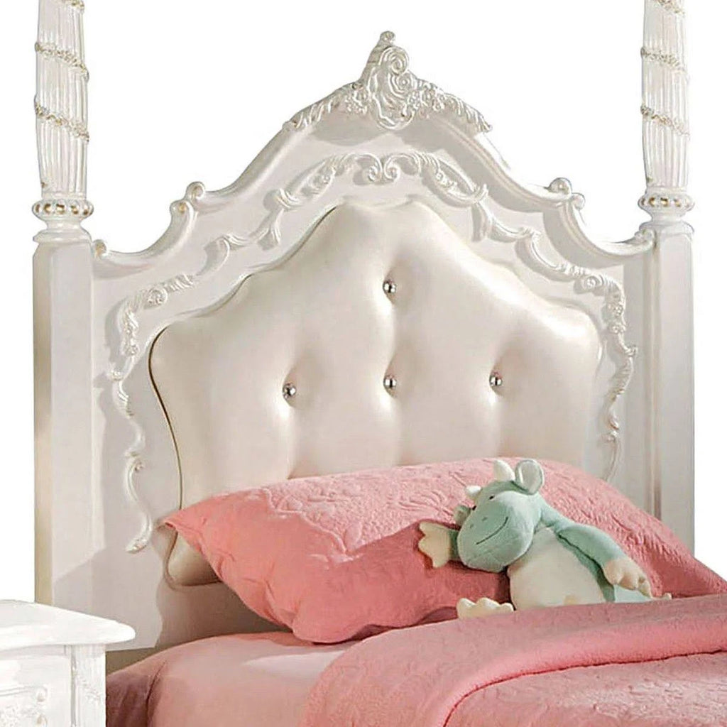 Pearl White Full Poster Bed A797