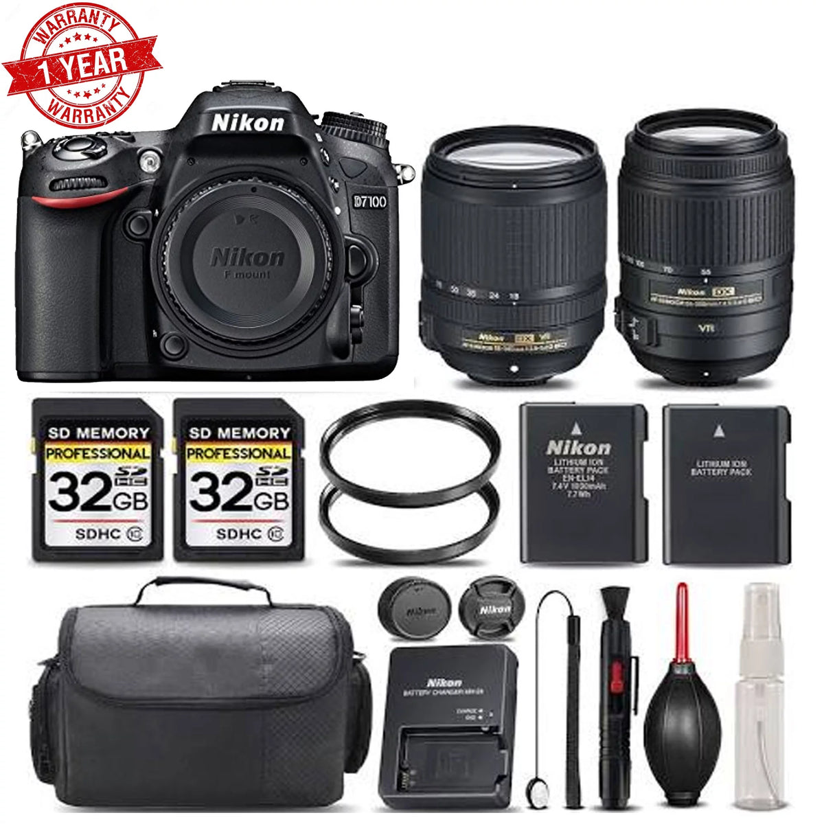 Black DSLR Camera with 18-140mm VR Lens and 55-300mm VR Lens T6709