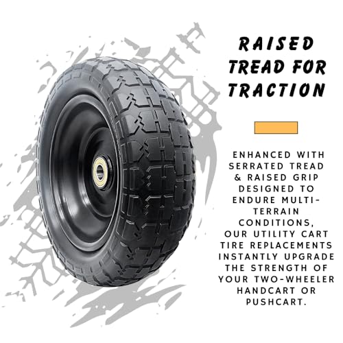 10-Inch Solid Flat Free Replacement Tire and Wheel with 5/8” Axle Bore Hole K20550