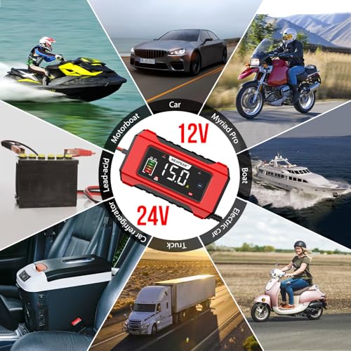 15-Amp 12V 24V Portable Car Battery Charger Z78604