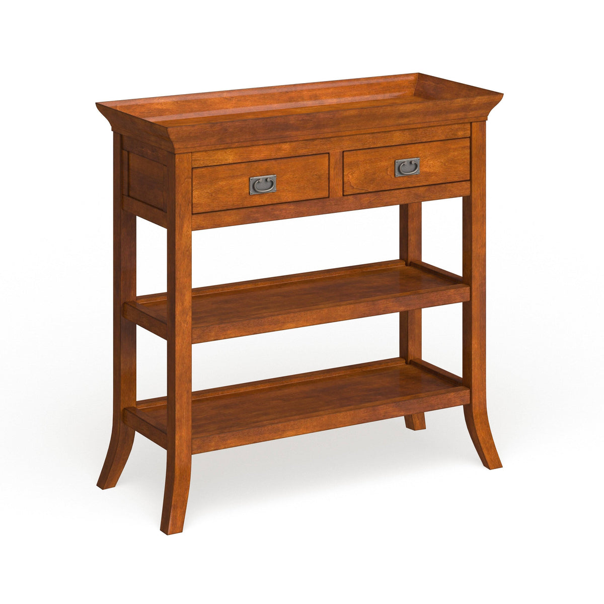 Oak Finish Wood 2-Drawer End Table X1817