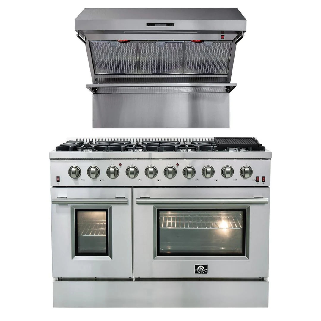 48 Inch Gas Range and Wall Mount Range Hood T974