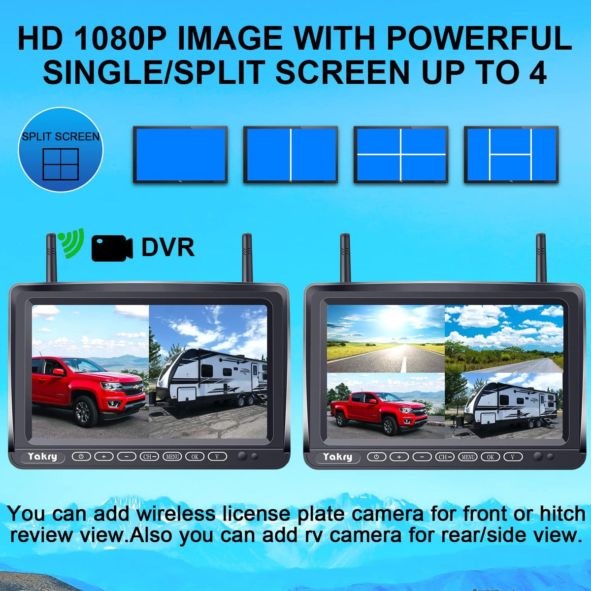 Wireless Backup Camera HD 1080P 7 Inch Monitor with Adapter Infrared Night Vision C407940