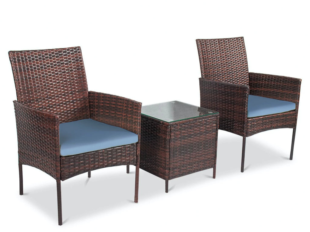 3 Piece Rattan Outdoor Furniture Set with Table G132
