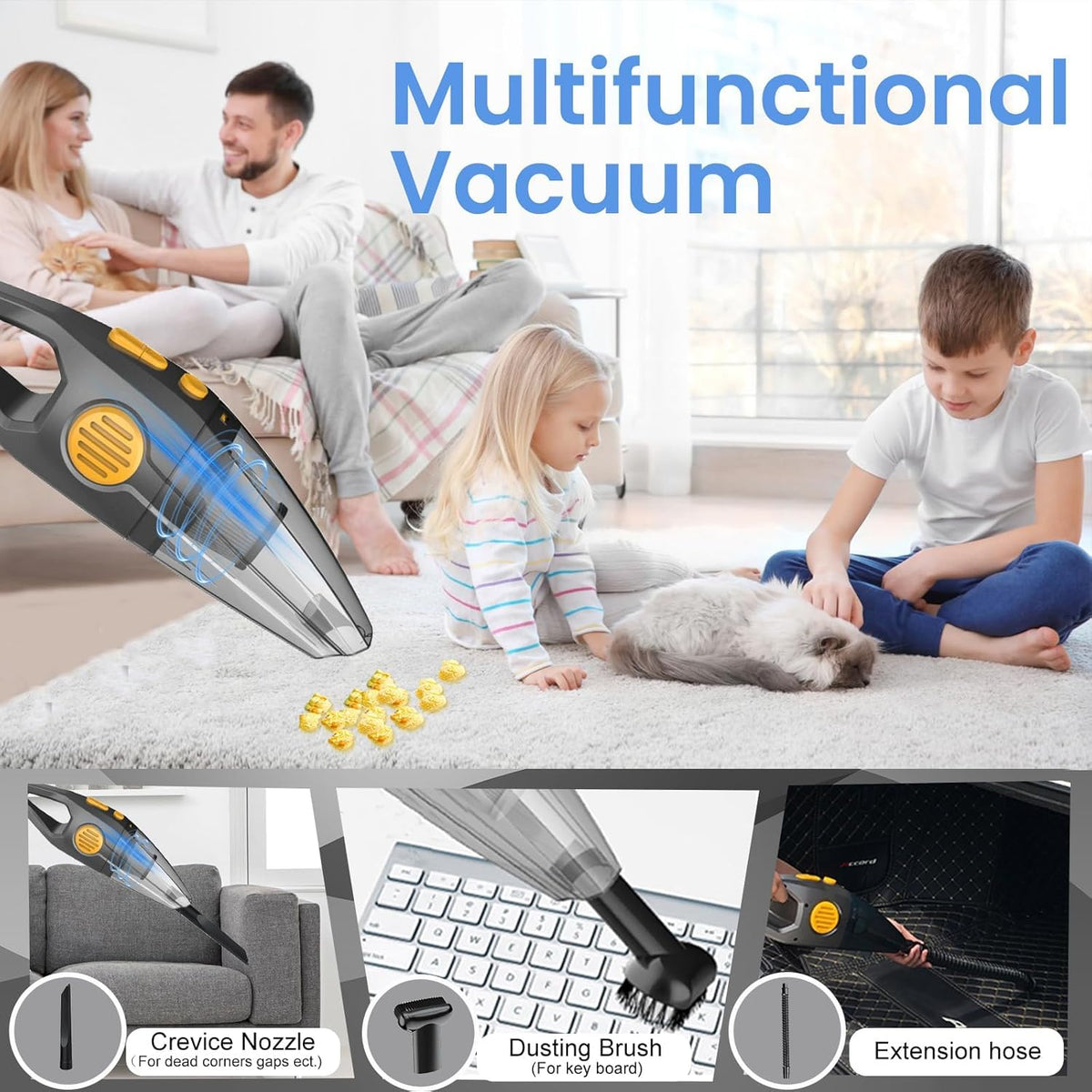 Cordless Rechargeable Portable Vacuum (Gray & Black) X9561