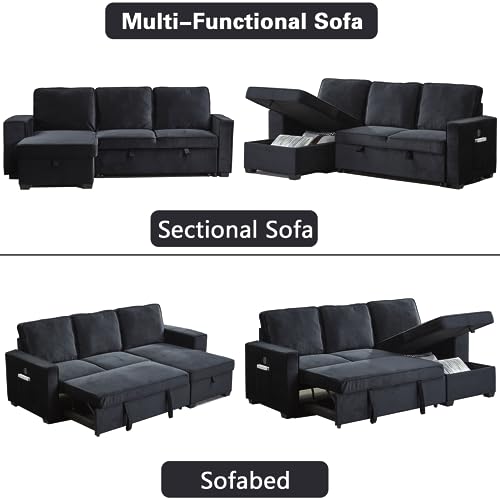 Brown Velvet L-Shaped Sectional Sofa with Storage Chaise H5550
