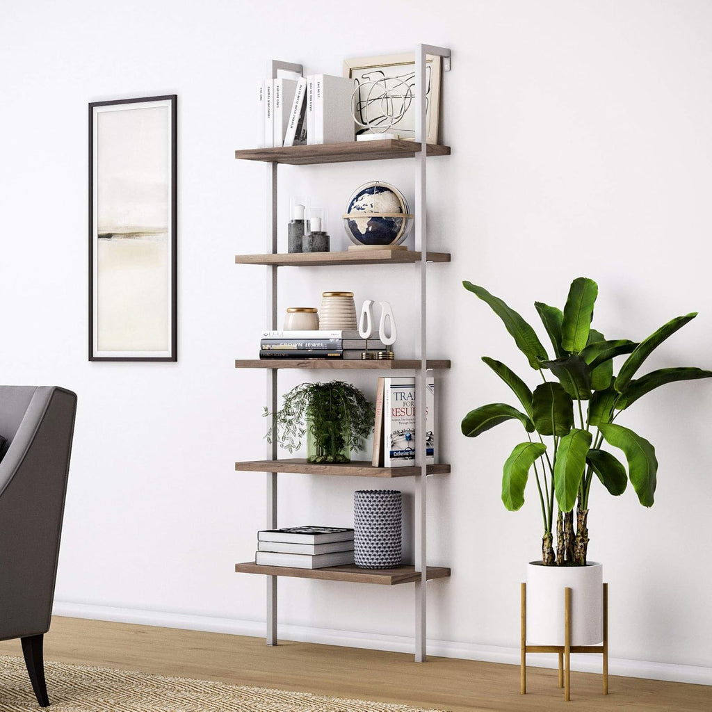 5-Shelf Oak Wood Modern Bookcase E496