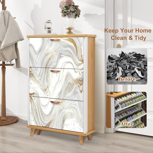 3 Flip Drawers Wooden Shoe Storage Cabinet C177026