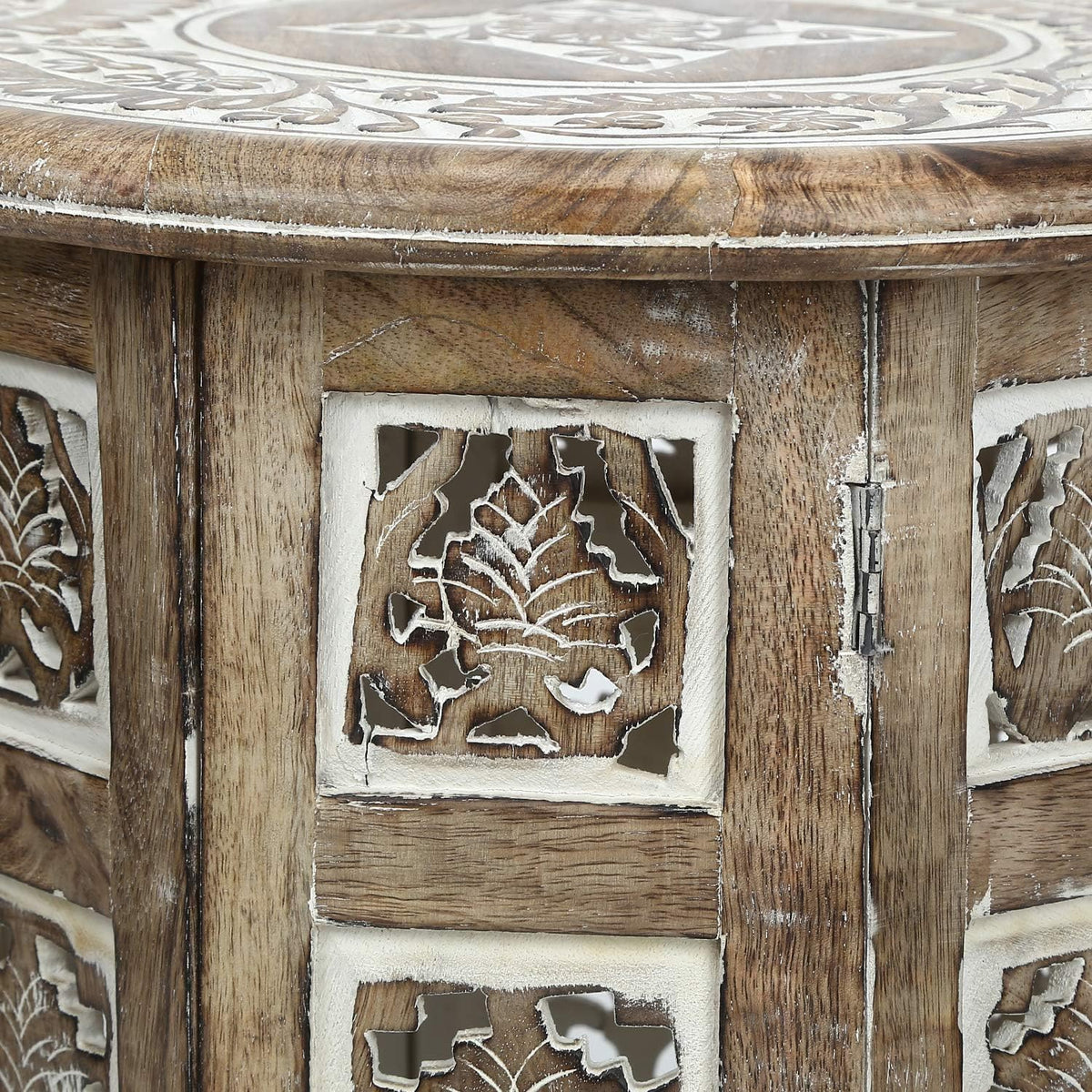 Small Rustic Wood Round White Side Table N591270