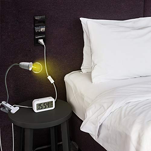 Aluminum Wire Neck Clip Light Socket 2-Pack Desk Clamp Lamp Holder Adjustable Light Stand With Switch 6.8ft Cable E26/E27 Clip Lamp Fixture I697519
