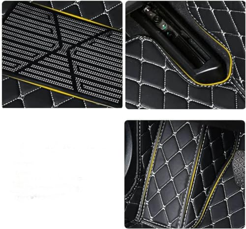 Black and Black with Green bar Luxury Leather Car Floor Mats O14917