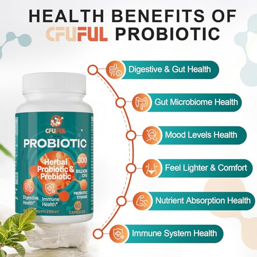 300 Billion CFU 24 Strains Probiotic with 15 Organic Herbs Prebiotics Blend T69532