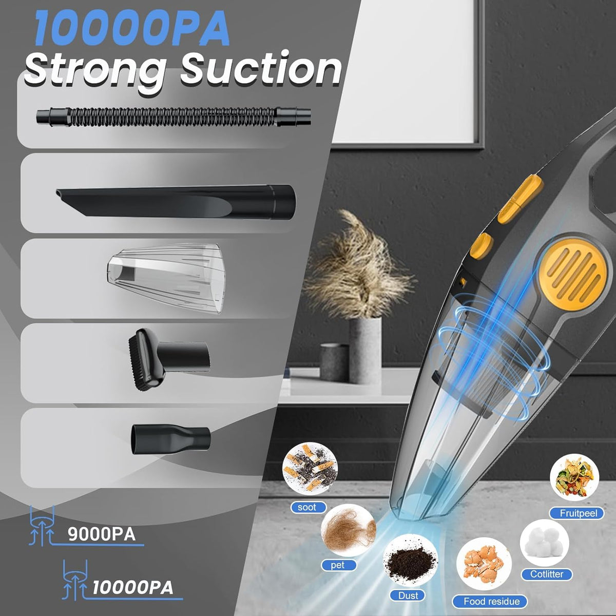 Cordless Rechargeable Portable Vacuum (Gray & Black) X9561