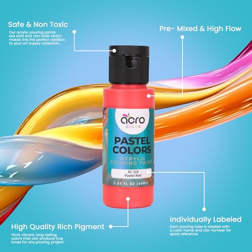 30 Vibrant Colors Acrylic Pouring Paint Set, 2 Ounces Per Bottle K6470
