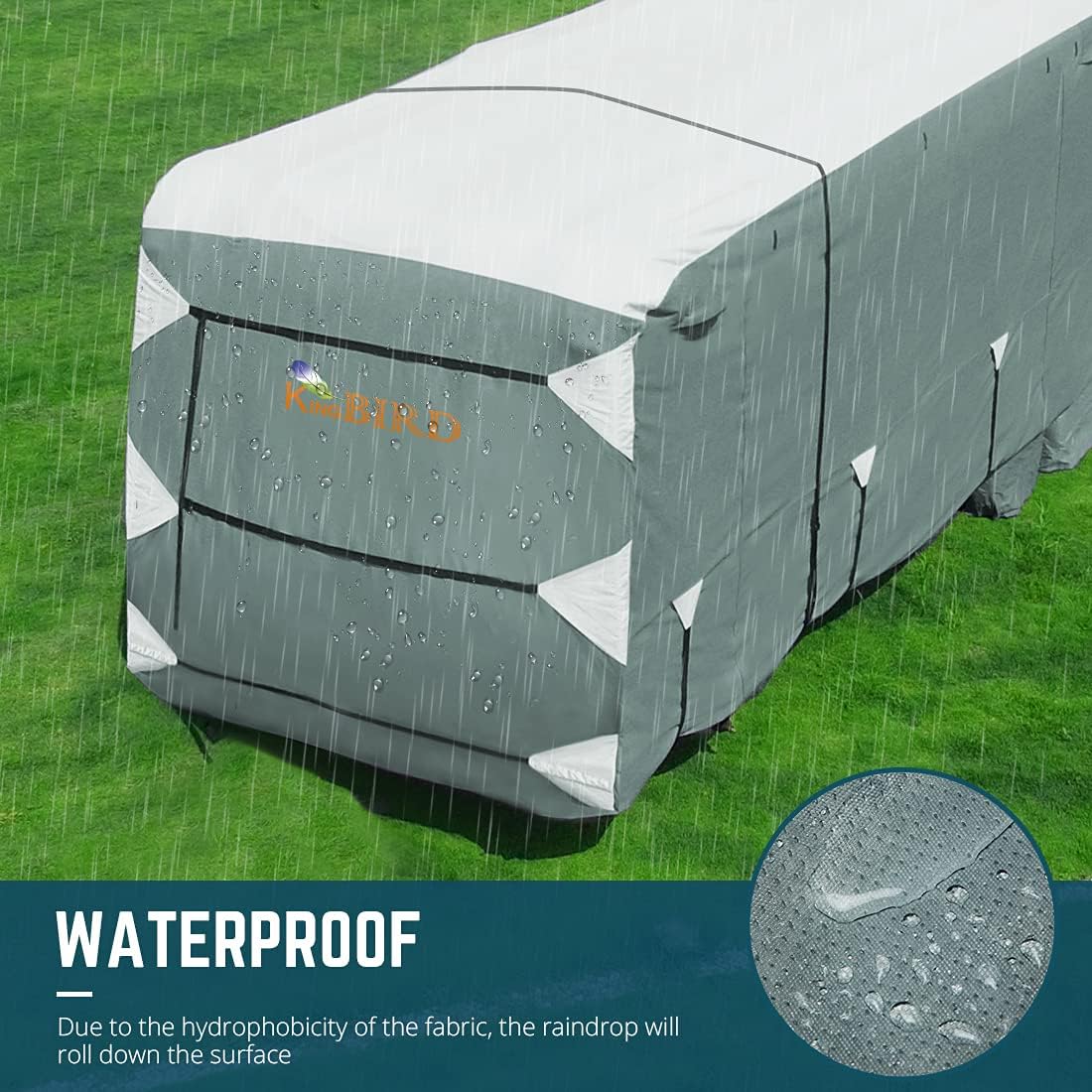 22'-24' Waterproof Breathable RV Cover with Straps & Tire Covers N6303