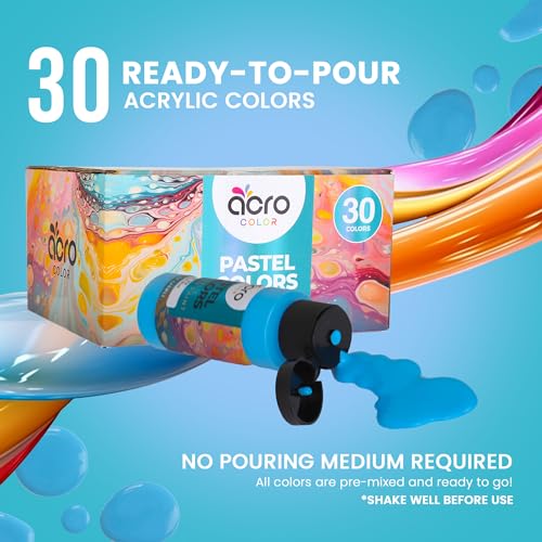 30 Vibrant Colors Acrylic Pouring Paint Set, 2 Ounces Per Bottle K6470