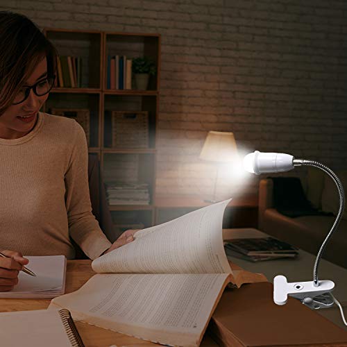 Aluminum Wire Neck Clip Light Socket 2-Pack Desk Clamp Lamp Holder Adjustable Light Stand With Switch 6.8ft Cable E26/E27 Clip Lamp Fixture I697519
