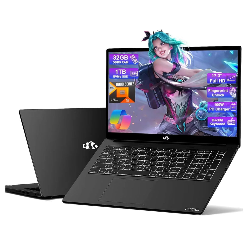 Black Gaming Laptop Ryzen 9 8945HS 32GB RAM 1TB SSD Radeon 780M Y8281