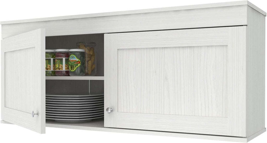 4-Piece Buffet Storage System with 2 Tall/Slim Cabinets, Washed Oak C90462