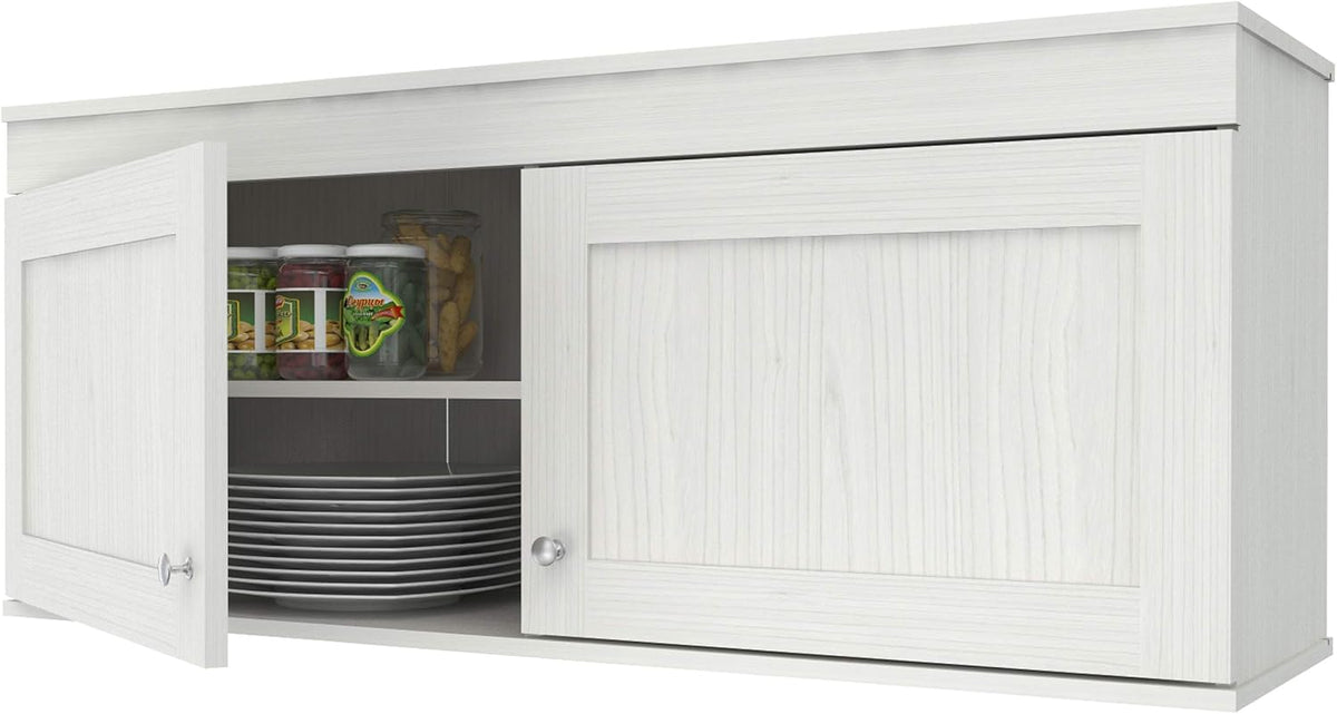 4-Piece Buffet Storage System with 2 Tall/Slim Cabinets, Washed Oak C90462