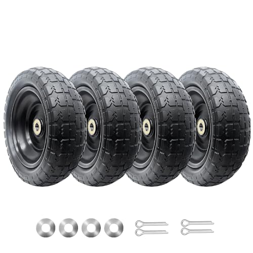 10-Inch Solid Flat Free Replacement Tire and Wheel with 5/8” Axle Bore Hole K20550