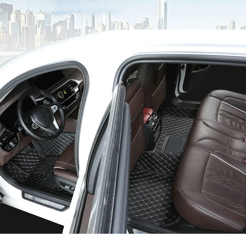 Black and Black with Green bar Luxury Leather Car Floor Mats O14917