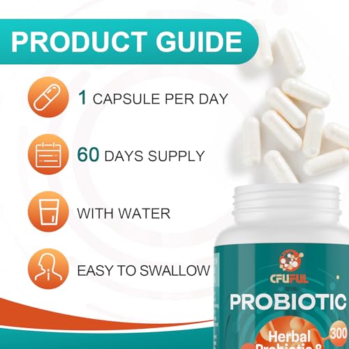 300 Billion CFU 24 Strains Probiotic with 15 Organic Herbs Prebiotics Blend T69532
