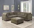 Tan Chenille Fabric Modular Sectional Sofa Set with Ottoman J291