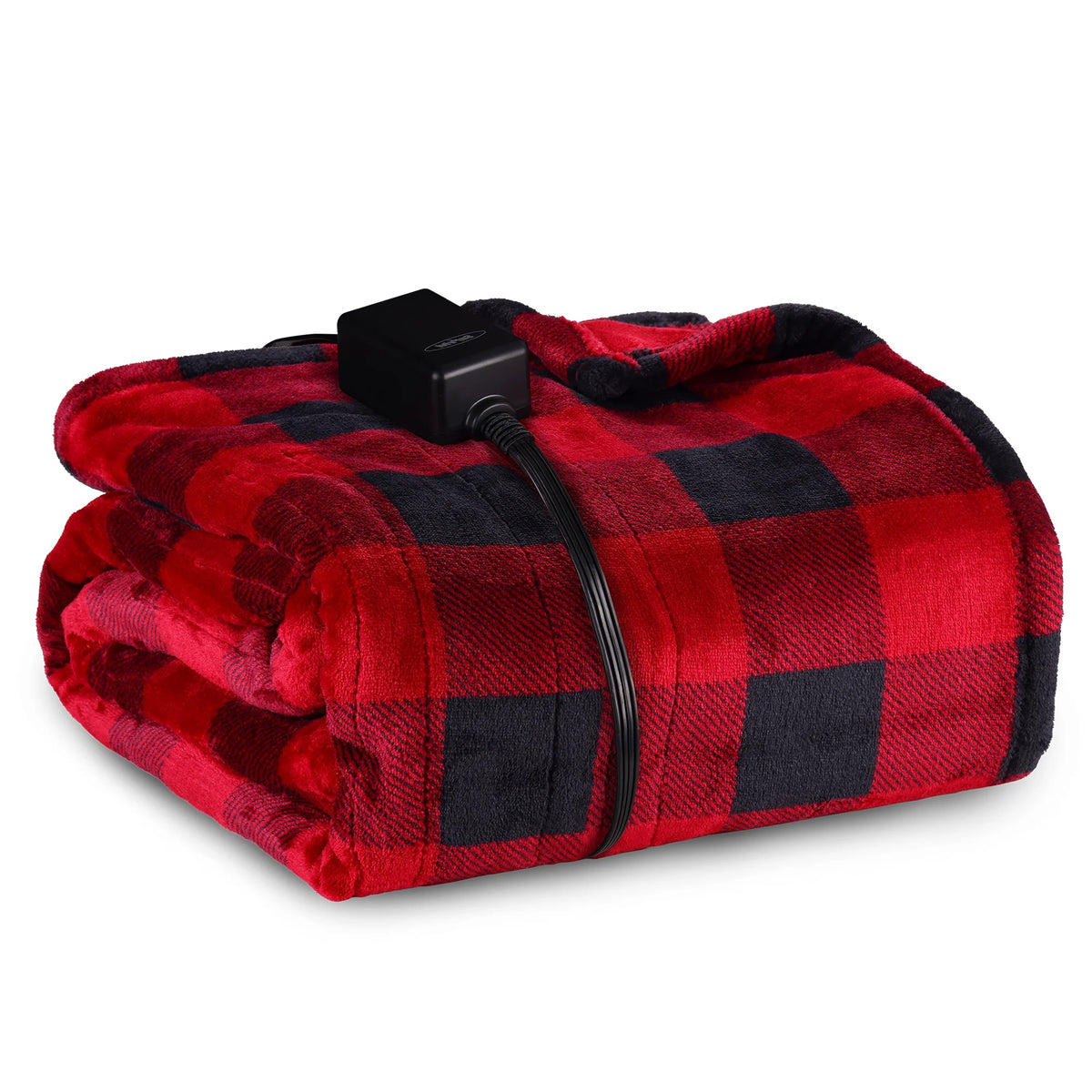 50" x 60" Red & Black Flannel Electric Heated Throw Blanket F4189