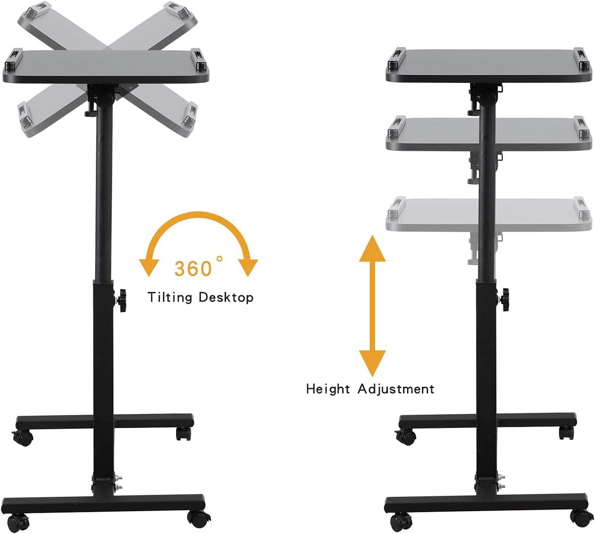 Adjustable Overbed Bedside Table with Wheels R5245