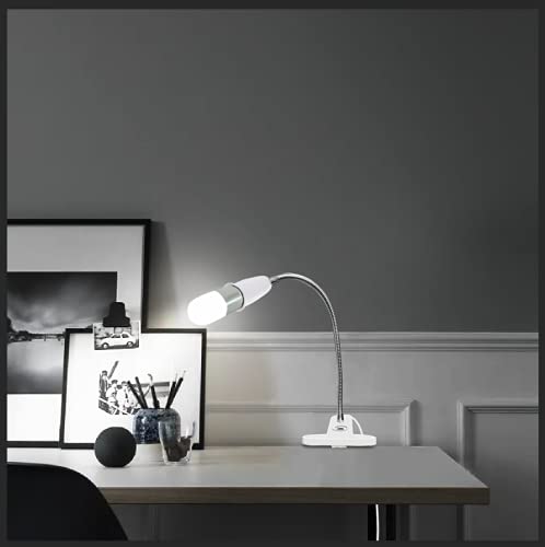 Aluminum Wire Neck Clip Light Socket 2-Pack Desk Clamp Lamp Holder Adjustable Light Stand With Switch 6.8ft Cable E26/E27 Clip Lamp Fixture I697519