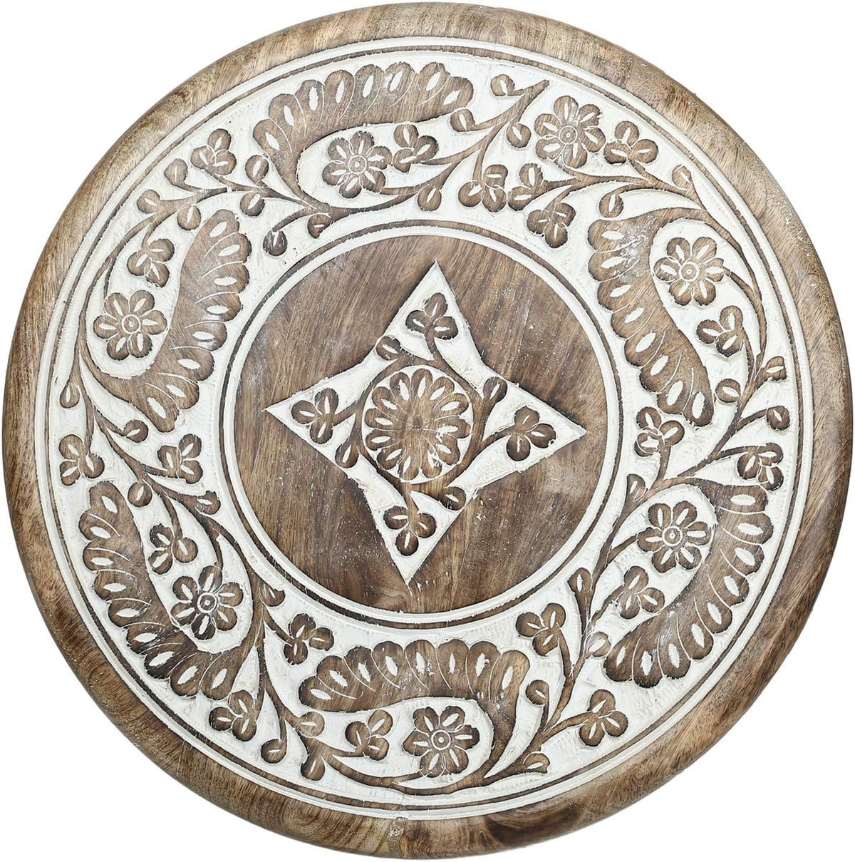 Small Rustic Wood Round White Side Table N591270