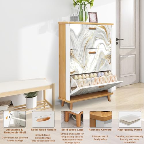 3 Flip Drawers Wooden Shoe Storage Cabinet C177026