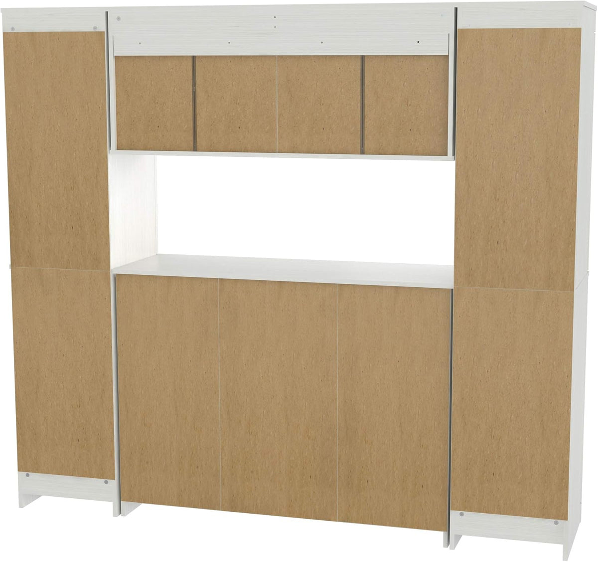 4-Piece Buffet Storage System with 2 Tall/Slim Cabinets, Washed Oak C90462