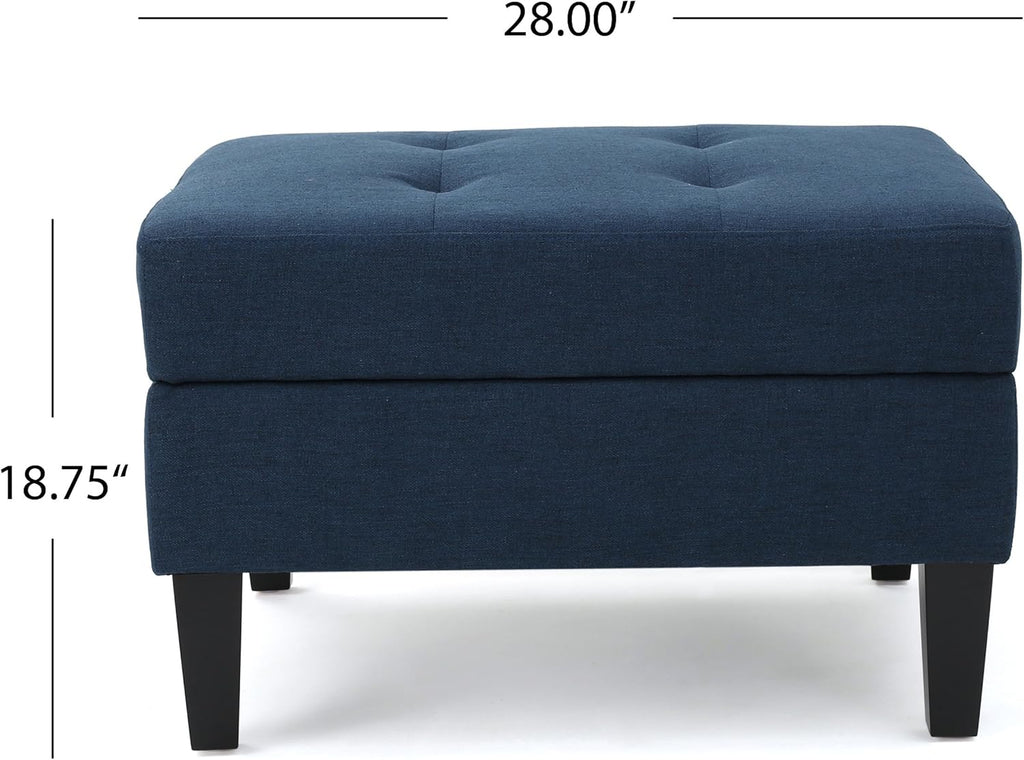 Dark Blue Fabric Sectional Couch with Storage Ottoman, 6-Pcs Set F686