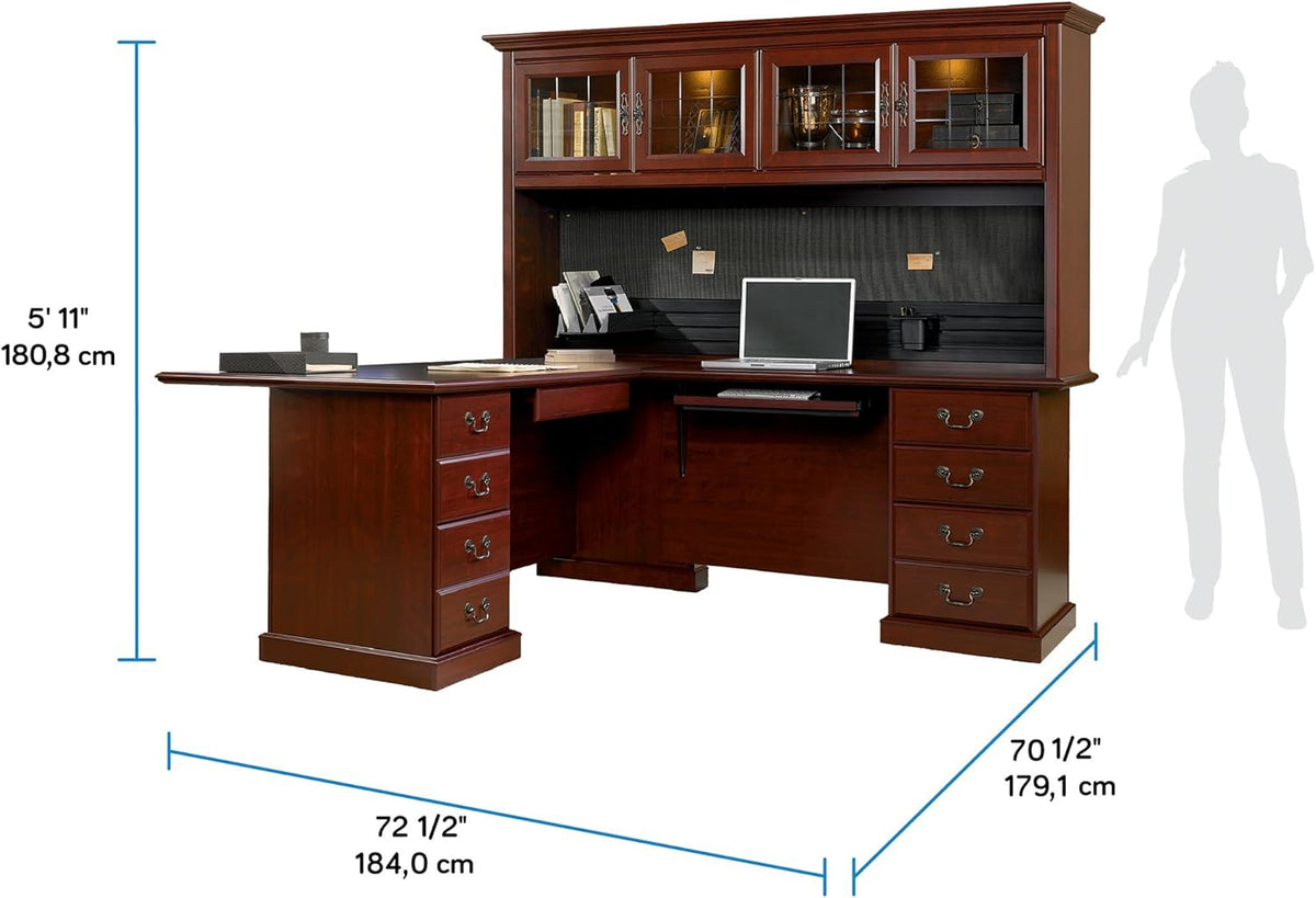 L-Shaped Desk with Hutch, Classic Cherry Y59331