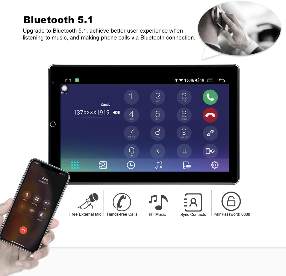 10.1 Inch Android Car Stereo Rotatable Touchscreen Double Din Car Radio F629