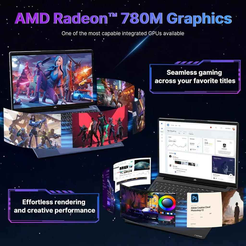 Black Gaming Laptop Ryzen 9 8945HS 32GB RAM 1TB SSD Radeon 780M Y8281