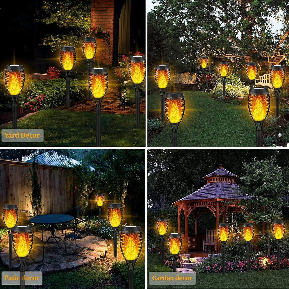 8 Pack Solar Outdoor Lights with Flickering Flame L516