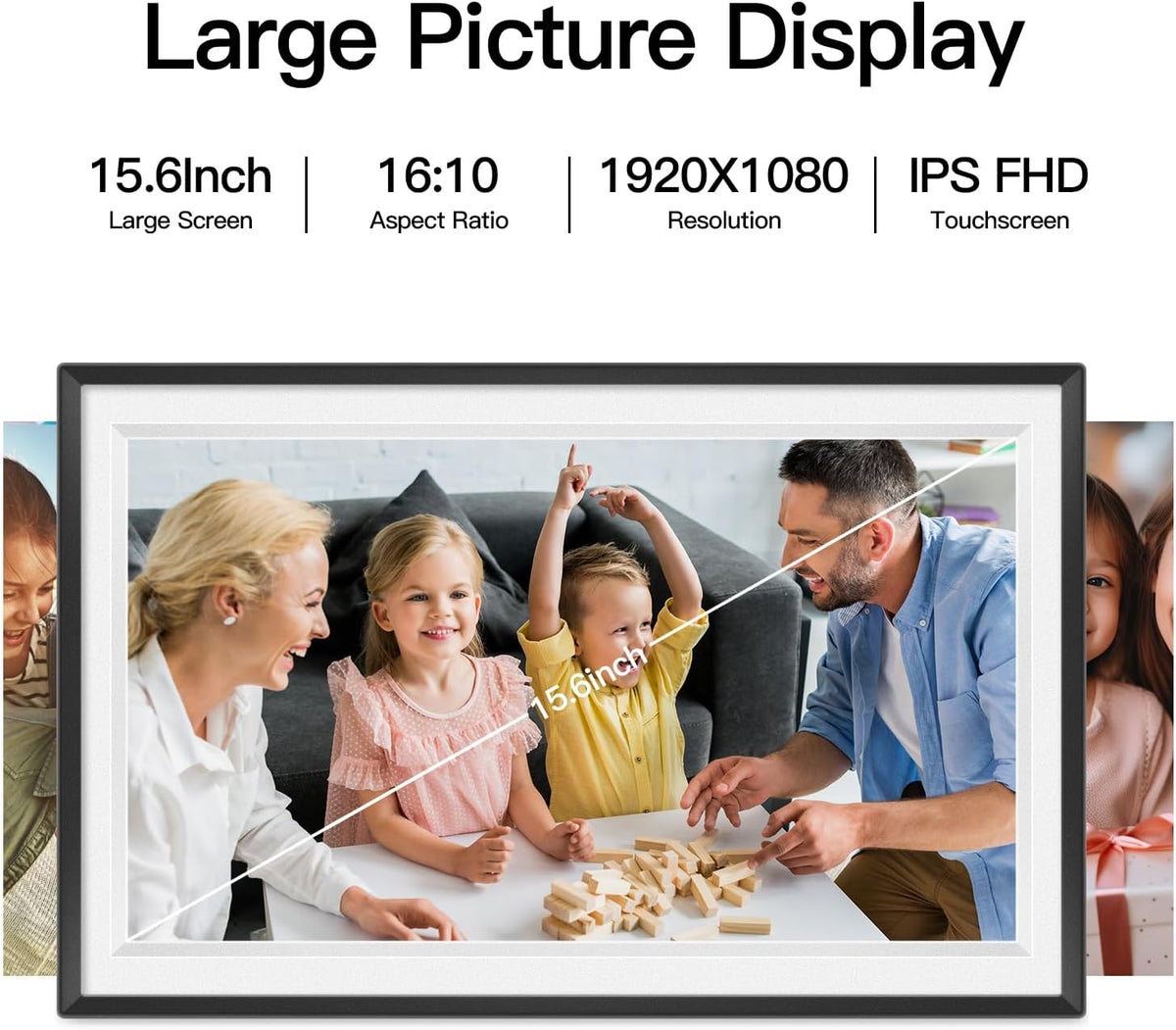 15.6 Inch Touch Screen WiFi Digital Picture Frame with 32GB Storage U404