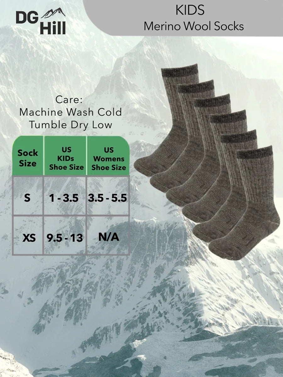 3 Pairs Thermal 80% Merino Wool Kids Socks V735