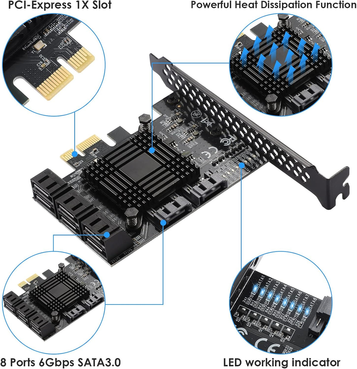 PCIe SATA Card 8 Ports Expansion Card I22206