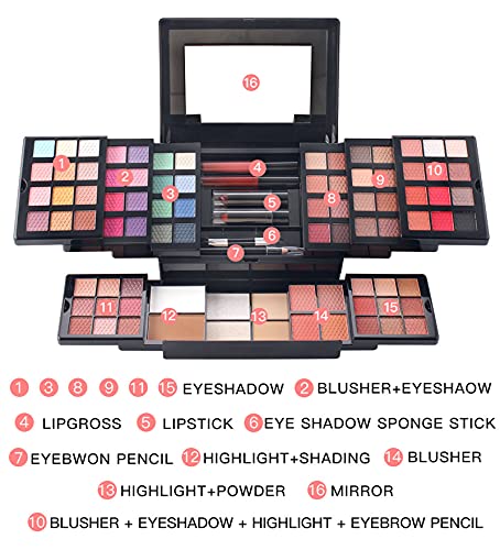 All-in-one Makeup Kit with Eyeshadow Palette Lipstick Blush Foundation Concealer Face Powder Mascara Lipgloss Brush W569660