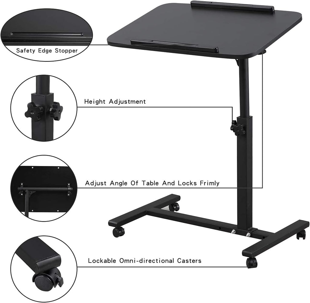 Adjustable Overbed Bedside Table with Wheels R5245