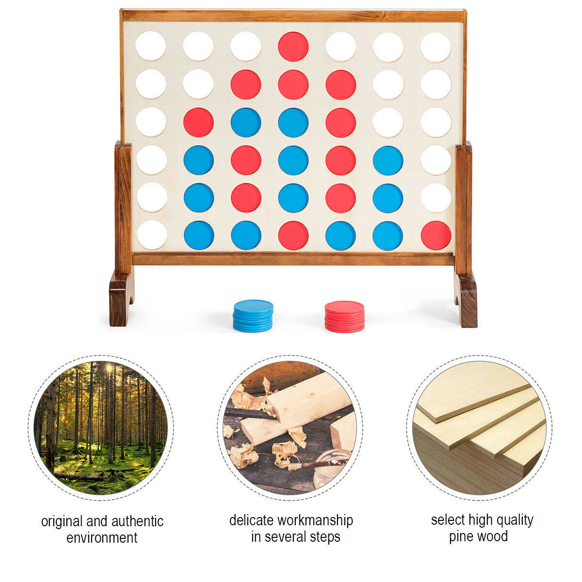 Wooden 4 in A Row Game with Carrying Bag N97120